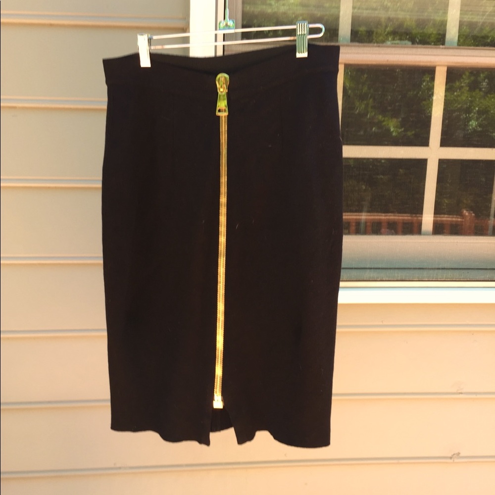 Les Copains black wool midi skirt, macro zipper